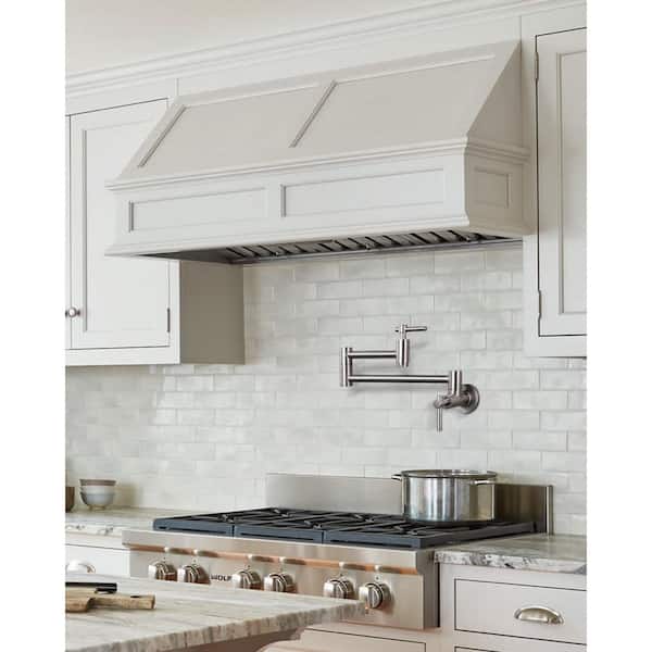 1.8 GPM Wall Mounted Solid Brass Pot Filler with 2 Handles in Gold and Black