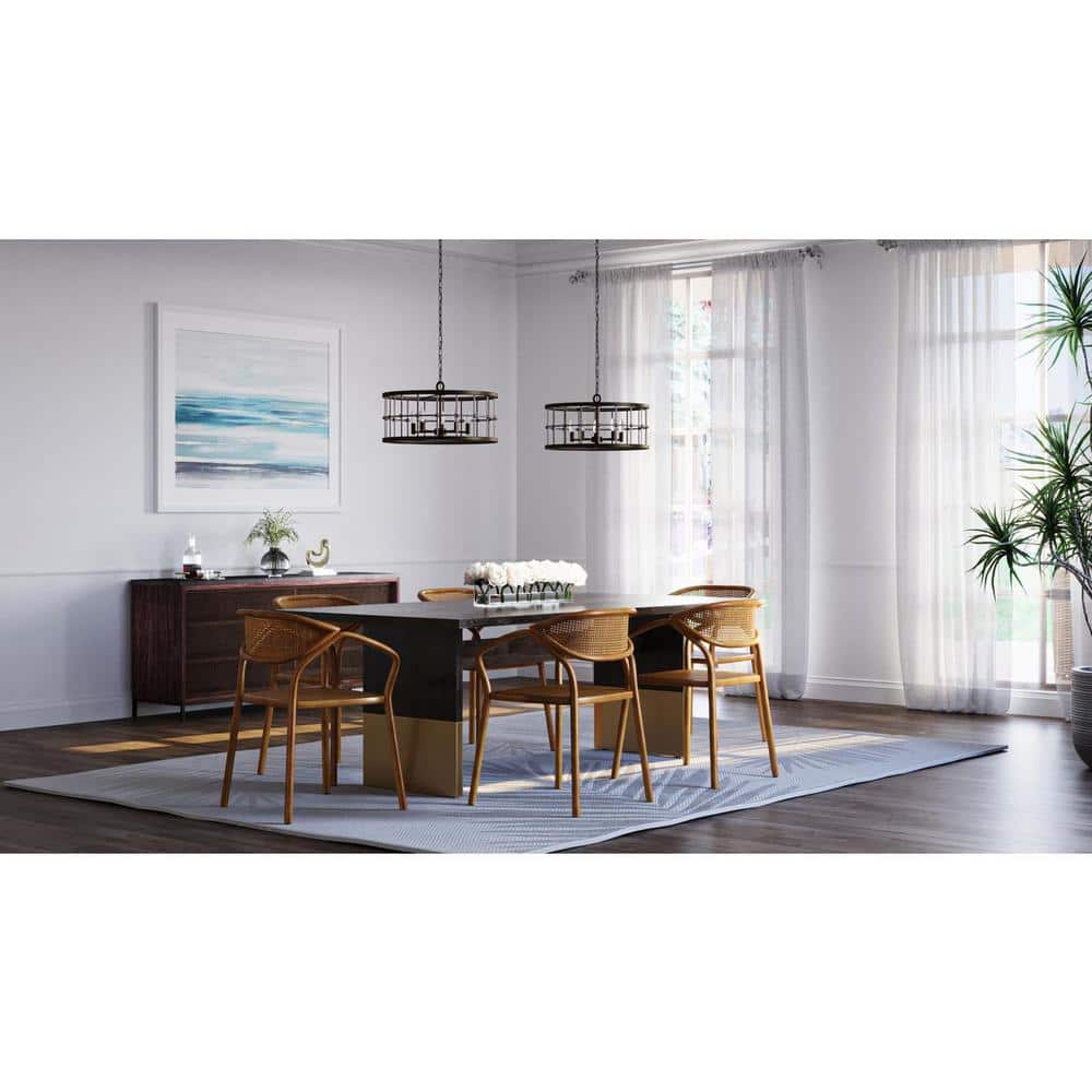 Aged Brass 22" Woven Metal 5-Light Chandelier