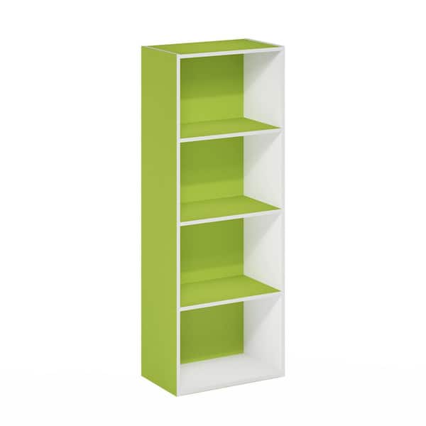 Furinno Luder 41.7 in. Green/White 4-Shelf Standard Bookcase