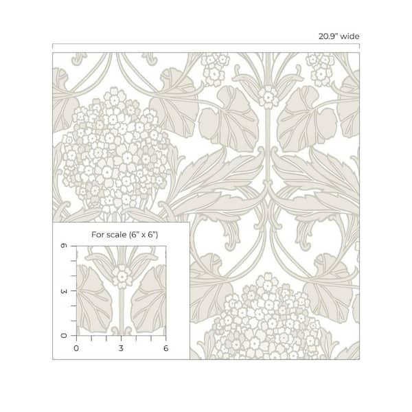 Seabrook Designs Pale Oak and Pearl Floral Hydrangea Unpasted