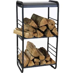 36 in. Modern Rounded Edge Iron and Steel Firewood Storage Log Rack