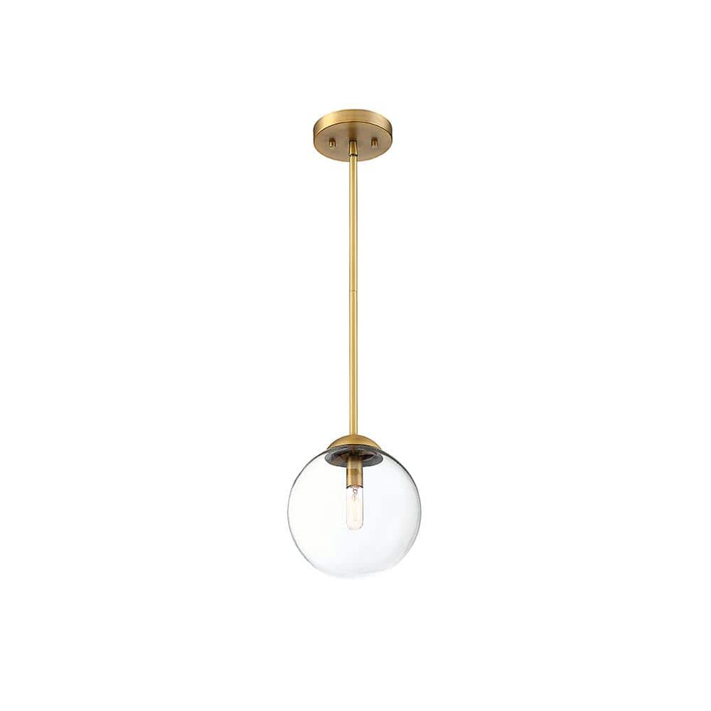 Matte Black and Brass Mini Globe Island Pendant with LED