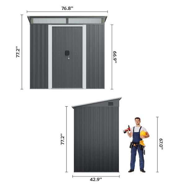 Lofka 6 ft. x 4 ft. (24 sq. ft.) Metal Garden Shed with Sliding