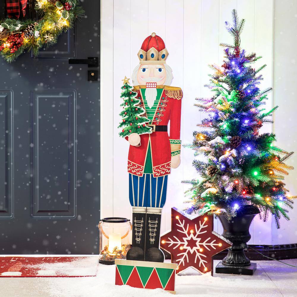 Glitzhome 42 in. H Wooden Nutcracker Porch Decor 2010100057 The Home