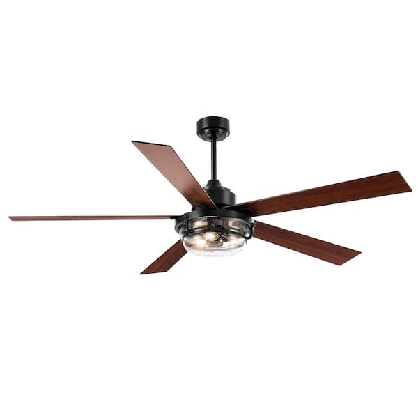 Lamober Wilder 60 in. Indoor Black Ceiling Fan with Light Kit and Remote Control Included
