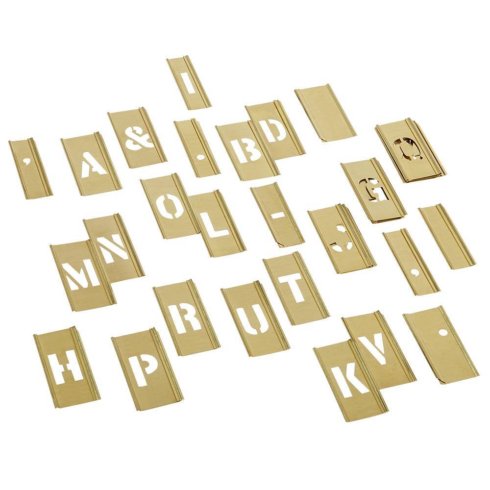 Brass Interlocking Letter and Number Stencils, 45 Piece Signs, SKU