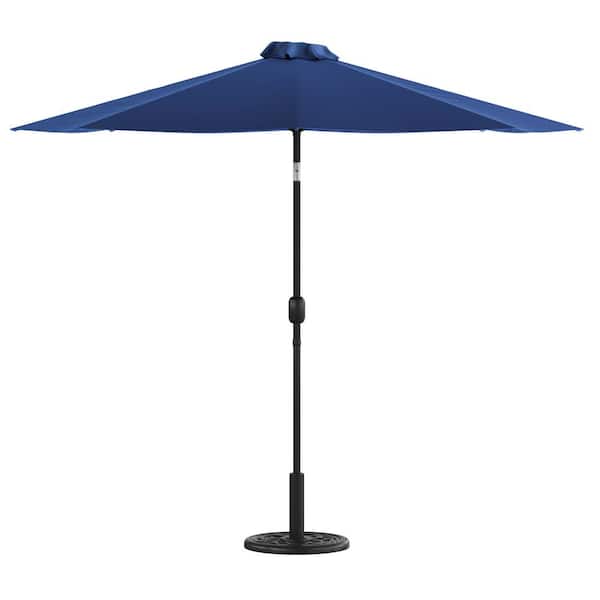 Carnegy Avenue 9 ft. Market Patio Umbrella in Navy with Base