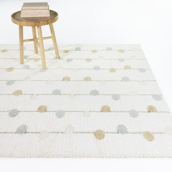 Stryer Blue 5 ft. 3 in. x 7 ft. Kids Dots and Stripes Area Rug