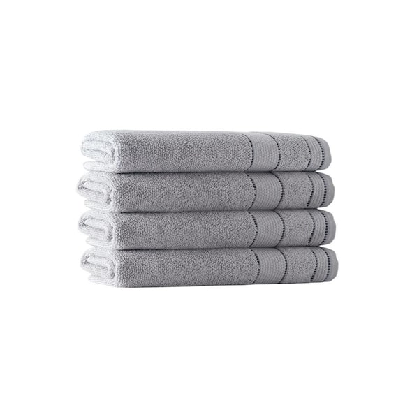Unbranded Monroe 4-Pieces Silver Turkish Cotton Hand Towels