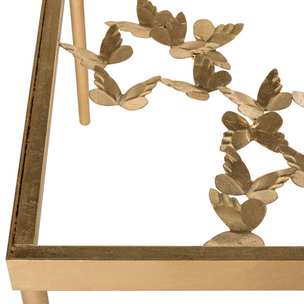 Ethereal Antique Gold Rectangular Butterfly Coffee Table