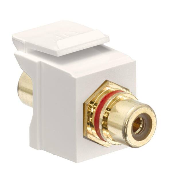 Leviton QuickPort RCA Gold-Plated Connector Red Stripe, Light Almond