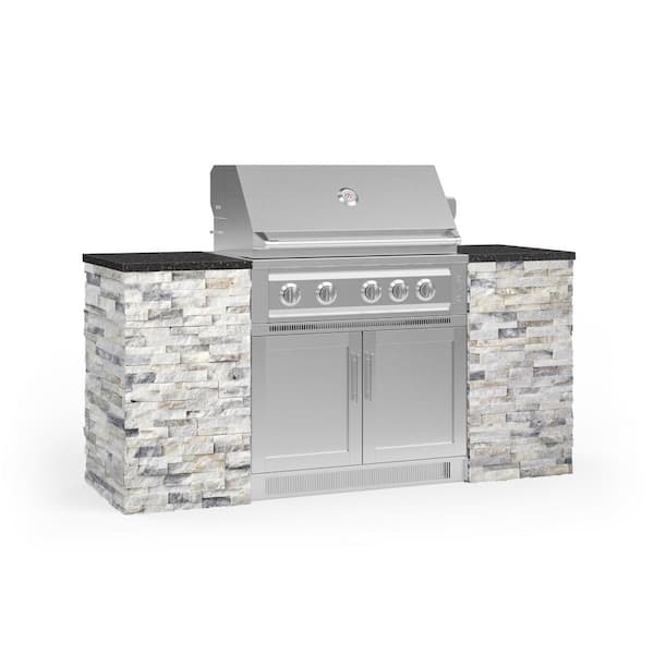 NewAge Products Signature Series 75.16 in. x 25.5 in. x 51 in. 6-Piece Outdoor Kitchen Cabinet Set with Natural Gas 36 in. Grill