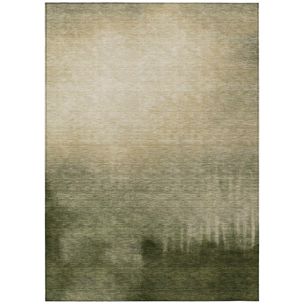 Chantille Machine Washable Indoor/Outdoor Abstract ACN2420 Olive 8 ft. x 10 ft. Area Rug