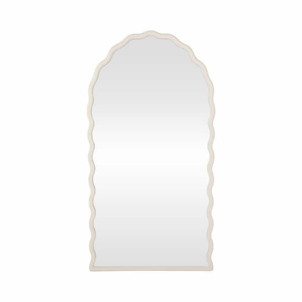 White 31 in. x 59 in. Modern Wavy Leaner Metal Framed Mirror