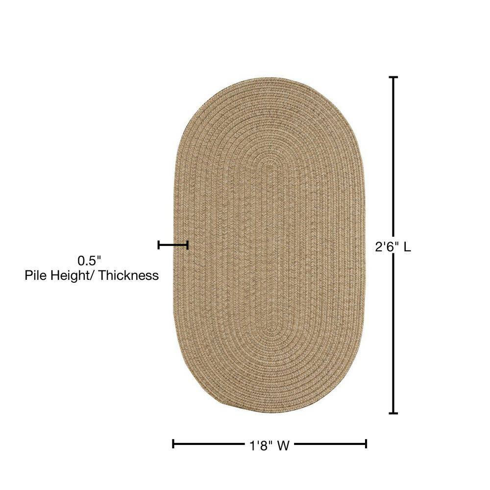 Tan Braided Oval Synthetic Reversible Area Rug 20" x 30"