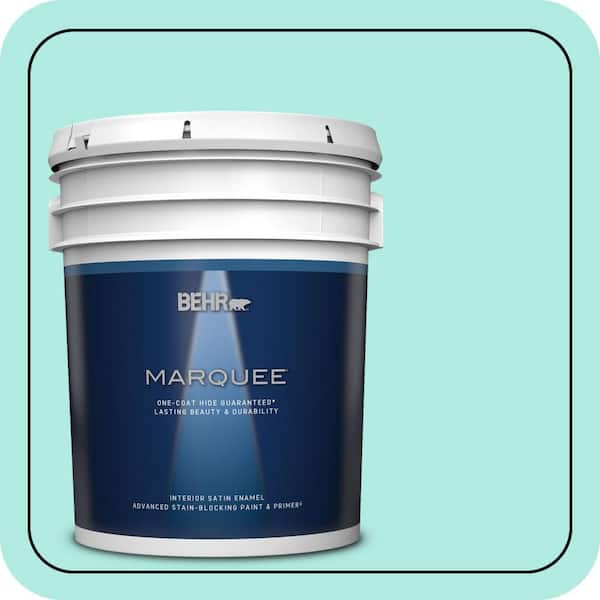 BEHR MARQUEE 5 gal. #MQ4-23 Aloha One-Coat Hide Satin Enamel Interior Paint & Primer