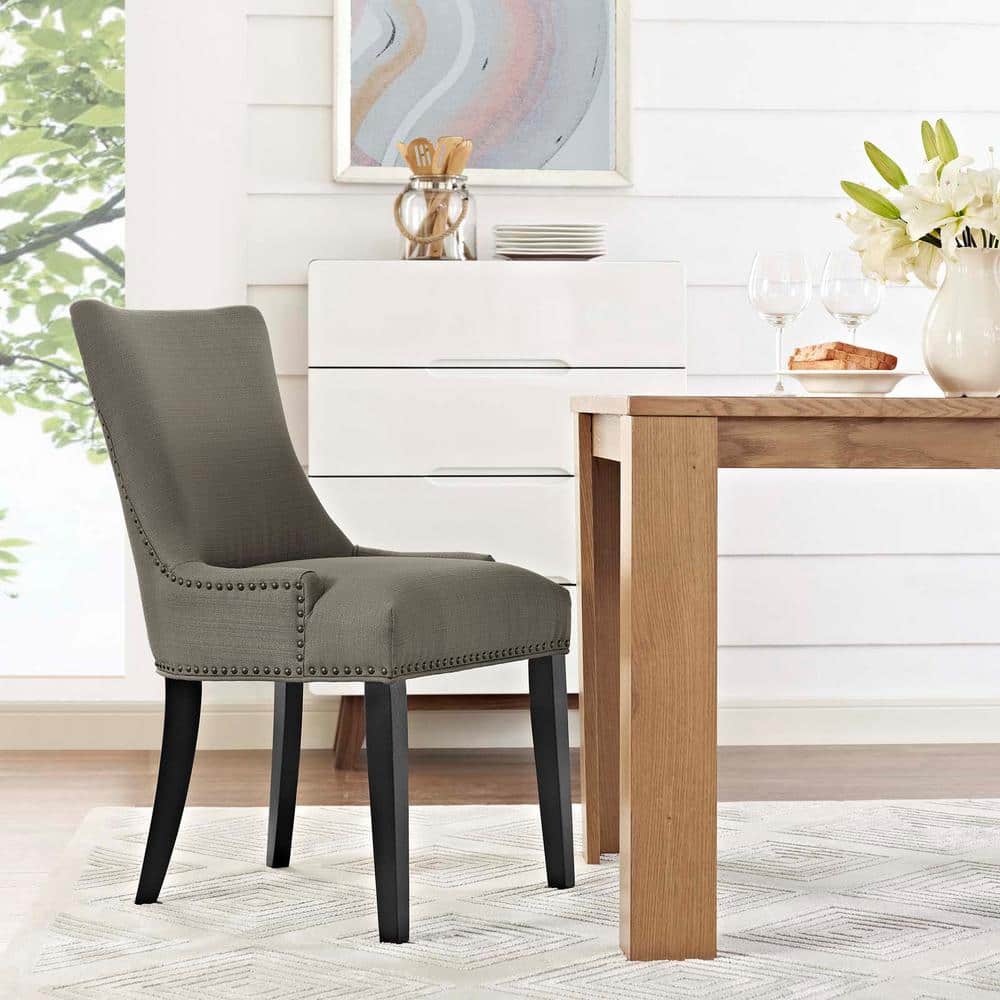 Granite Upholstered Parsons Side Chair with Wood Accents