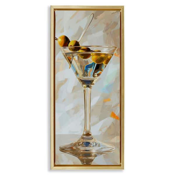 Neutral Tone Martini by LSR Design Studio Gold Floater Frame Food Graphic Art Print 31 in. x 15 in.