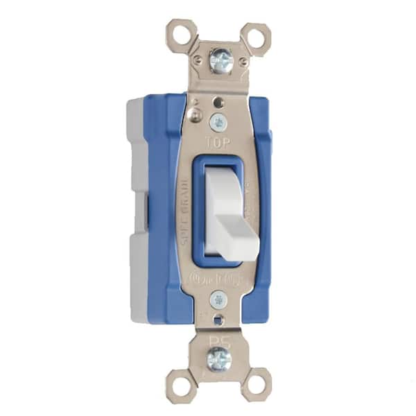 PlugTail 15 Amp 3-Way Industrial Heavy-Duty Spec Grade Toggle Light Switch White