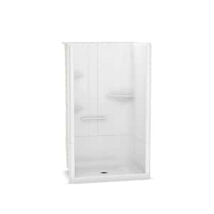 Camelia 48 in. x 34 in. x 79 in. Alcove Shower Stall with Center Drain Base in White