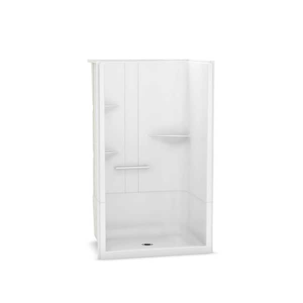 MAAX Camelia 48 in. x 34 in. x 79 in. Alcove Shower Stall with Center Drain Base in White
