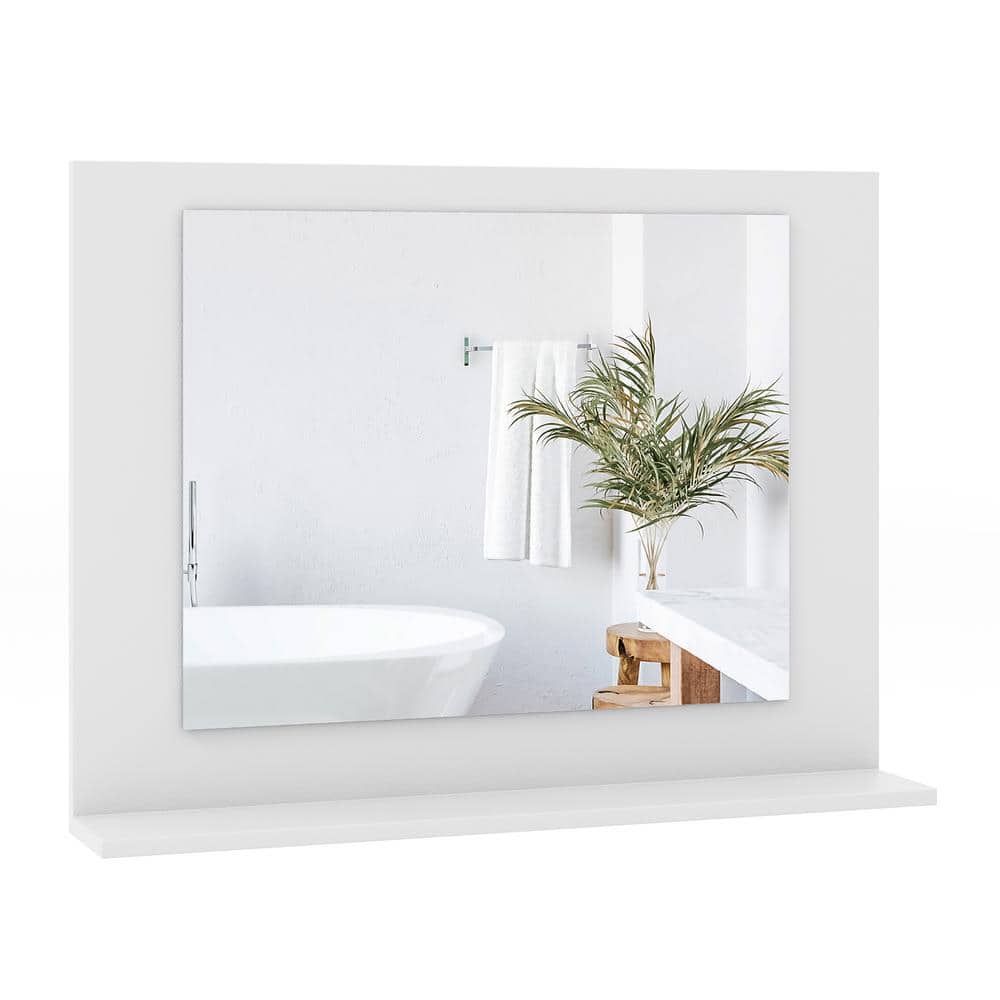 Gymax 23.5 in. W x 17.5 in. H Rectangle Wood Frame Bathroom Mirror