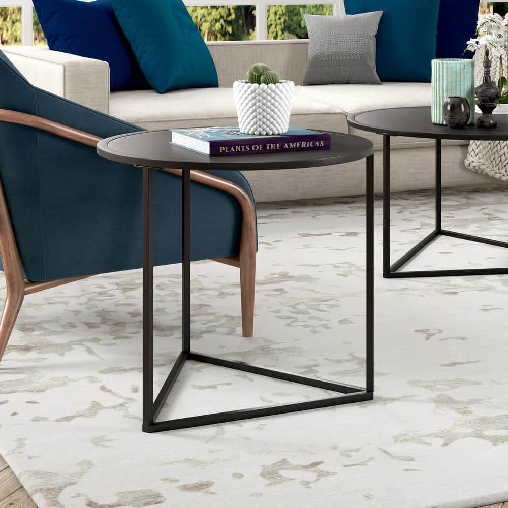 Jenson 24" Blackened Bronze Round Metal Side Table