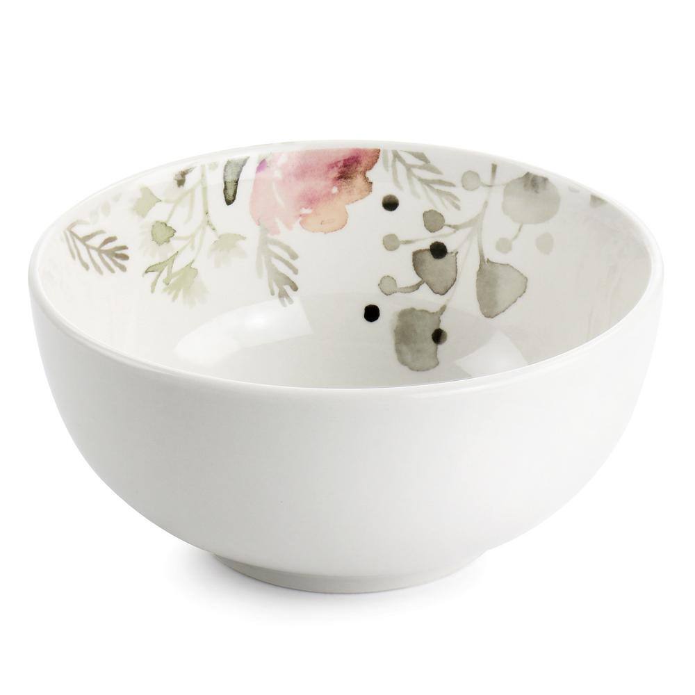Lily Garden White and Pink Ceramic 12-Piece Floral Dinnerware Set