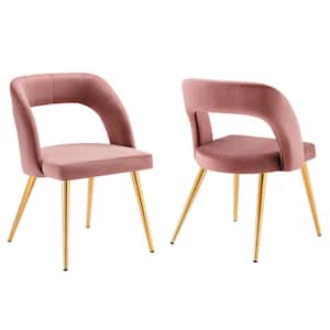 Marciano Performance Gold Dusty Rose Velvet Dining Side Chair (Set of 2)