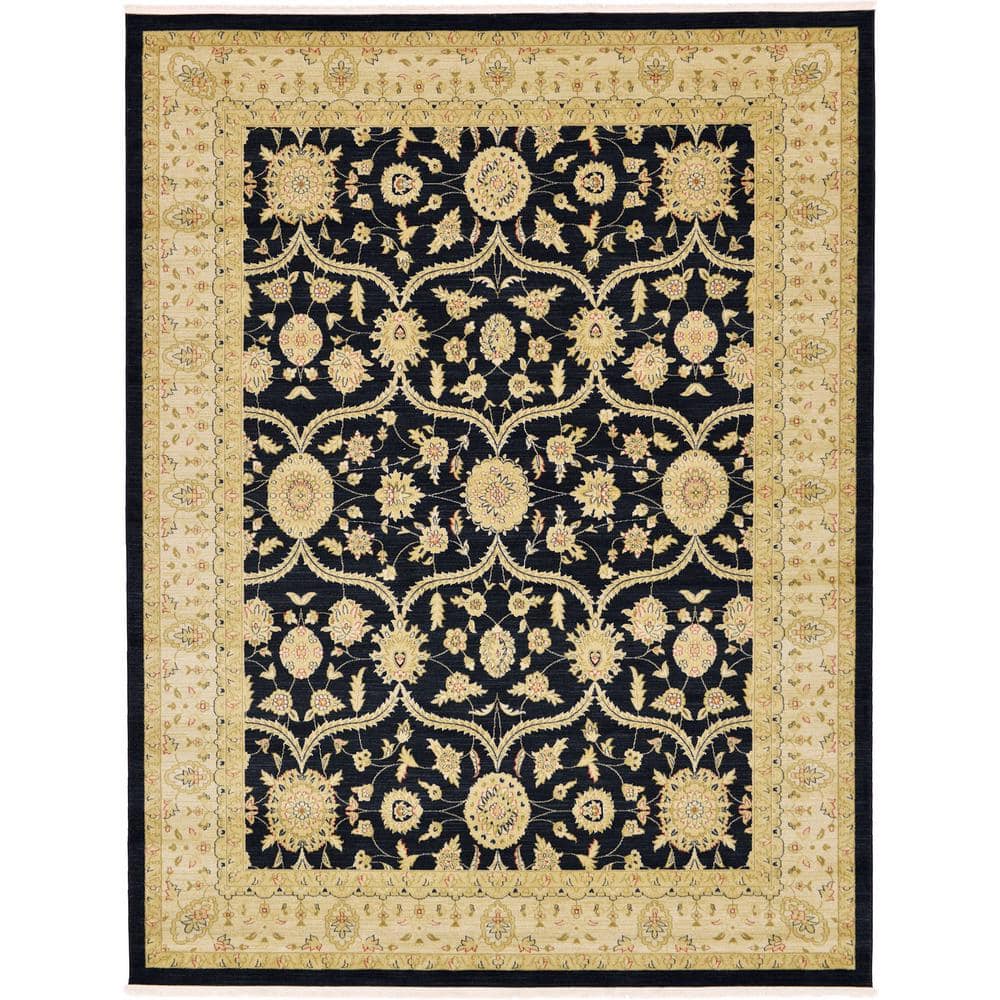 Unique Loom Edinburgh Tansy Black 9' 0 x 12' 0 Area Rug 3120098 The