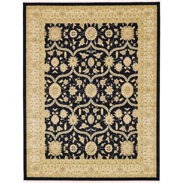 Unique Loom Edinburgh Tansy Black 9' 0 x 12' 0 Area Rug