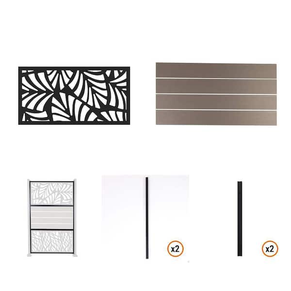 Privacy Screen Panel Kit, Gray, 4 Panels, 2 Posts, 2 Extensions