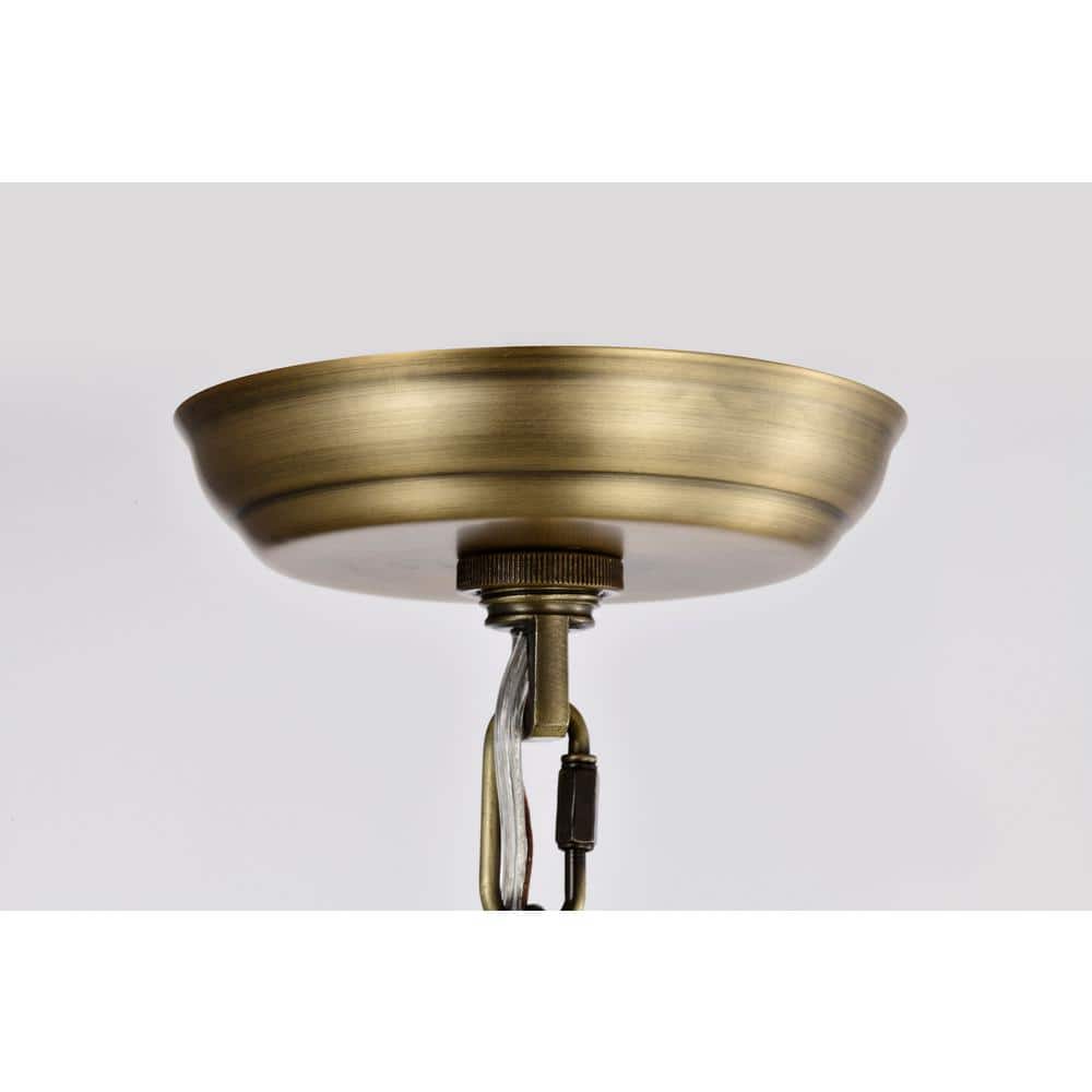 Amado 3-Light 14" Vintage Brass and Clear Glass Pendant