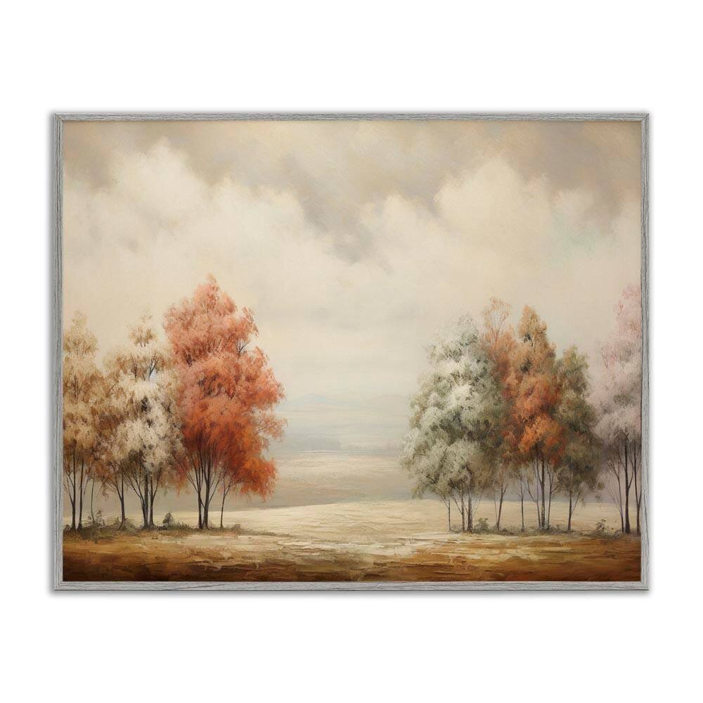 Muted Autumn Treeline by Franklyn Gregory Gray Framed Nature Giclee Art Print 11 in. x 14 in. price history on PriceWatchPro