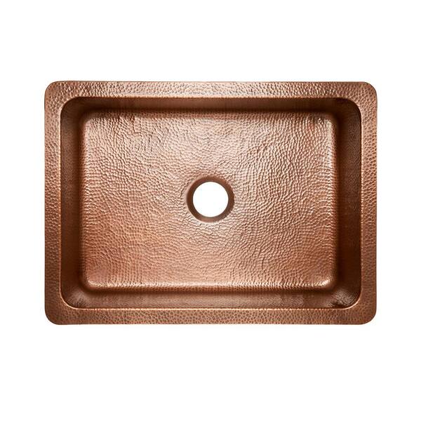 Corbet All-in-One Farmhouse Apron-Front Copper 30 in. Single Bowl Kitchen Sink with Pfister Bronze Faucet and Strainer