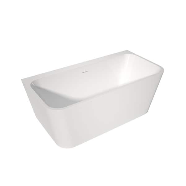 59 in. x 29.5 in. Acrylic Flatbottom Freestanding Bathtub Soaking Bathtub in White
