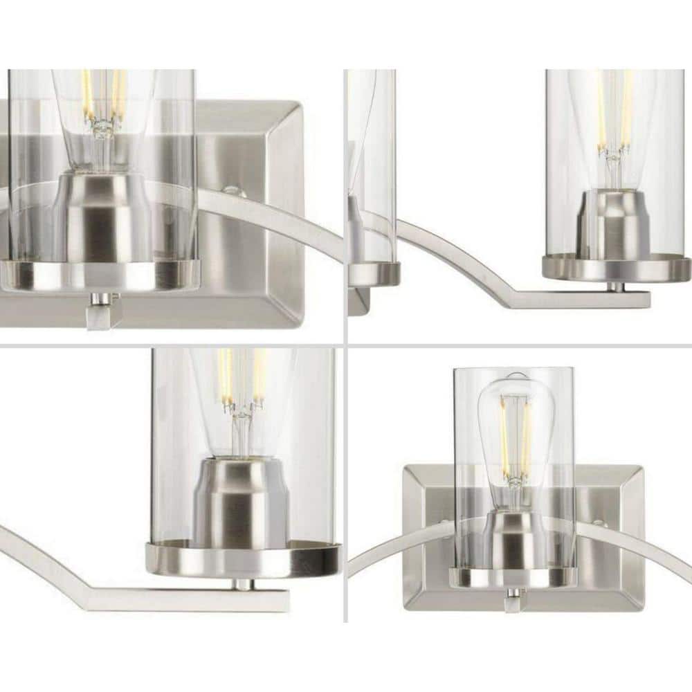 Lassiter Brushed Nickel 3-Light Vanity with Clear Glass Shades