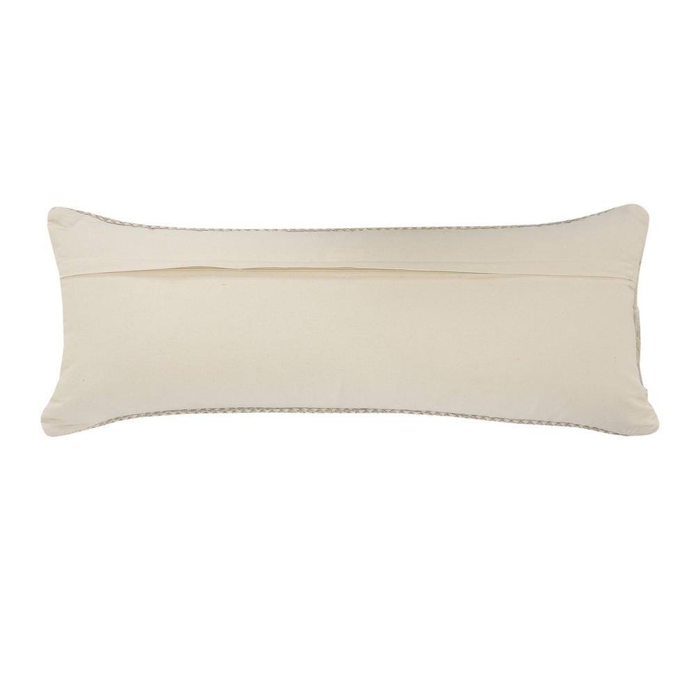 Beige Rectangular Woven Polyester Throw Pillow, 14" x 36"