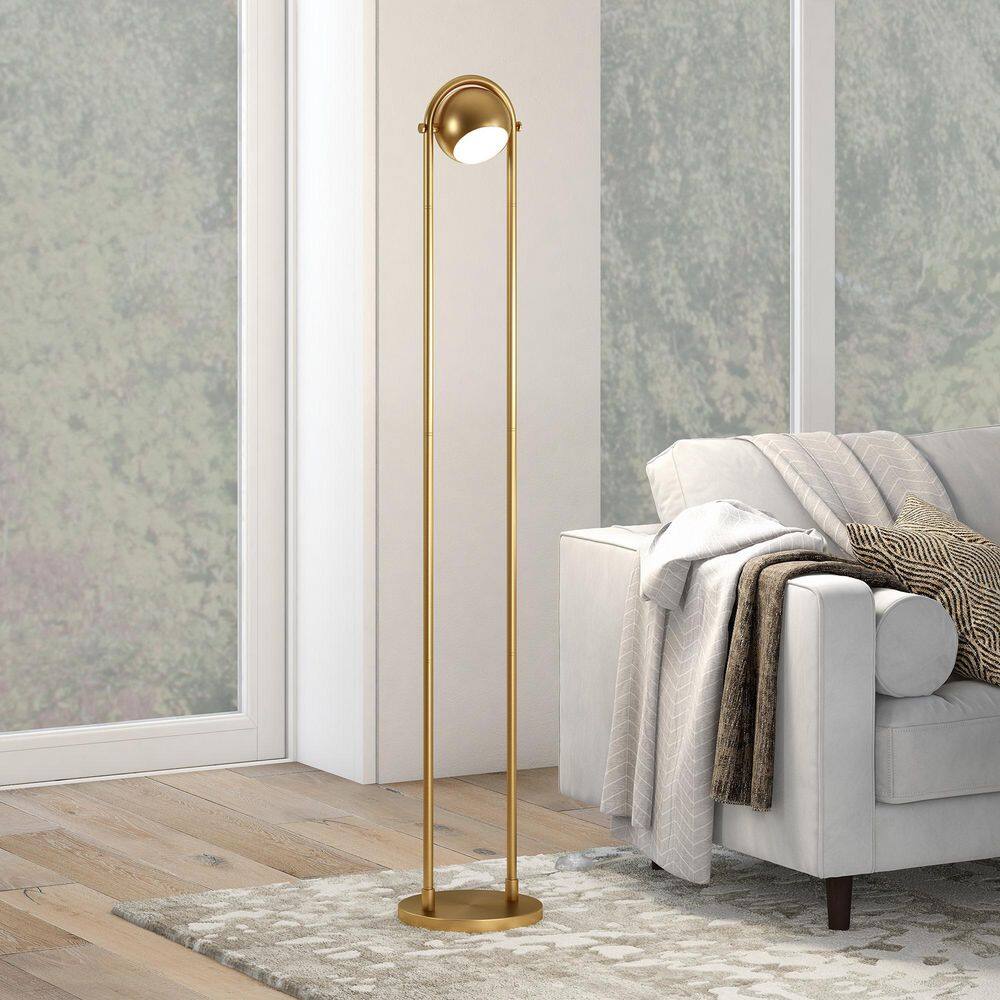 Delgado Adjustable 64" Brushed Brass Floor Lamp with Tilting Shade