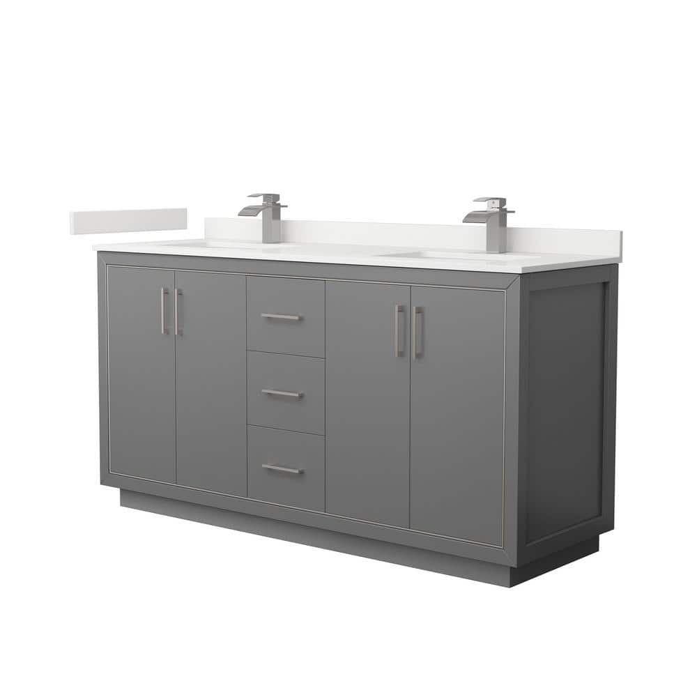 Icon 66 in. W x 22 in. D x 35 in. H Double Bath Vanity in Dark Gray with White Quartz Top price history on PriceWatchPro