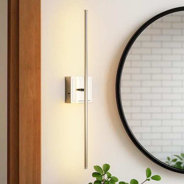 350° Rotate Nickel Dimmable Wireless Integrated LED Wall Sconce with Remote, Sconce Wall Decor for Living Room (2-Pack)