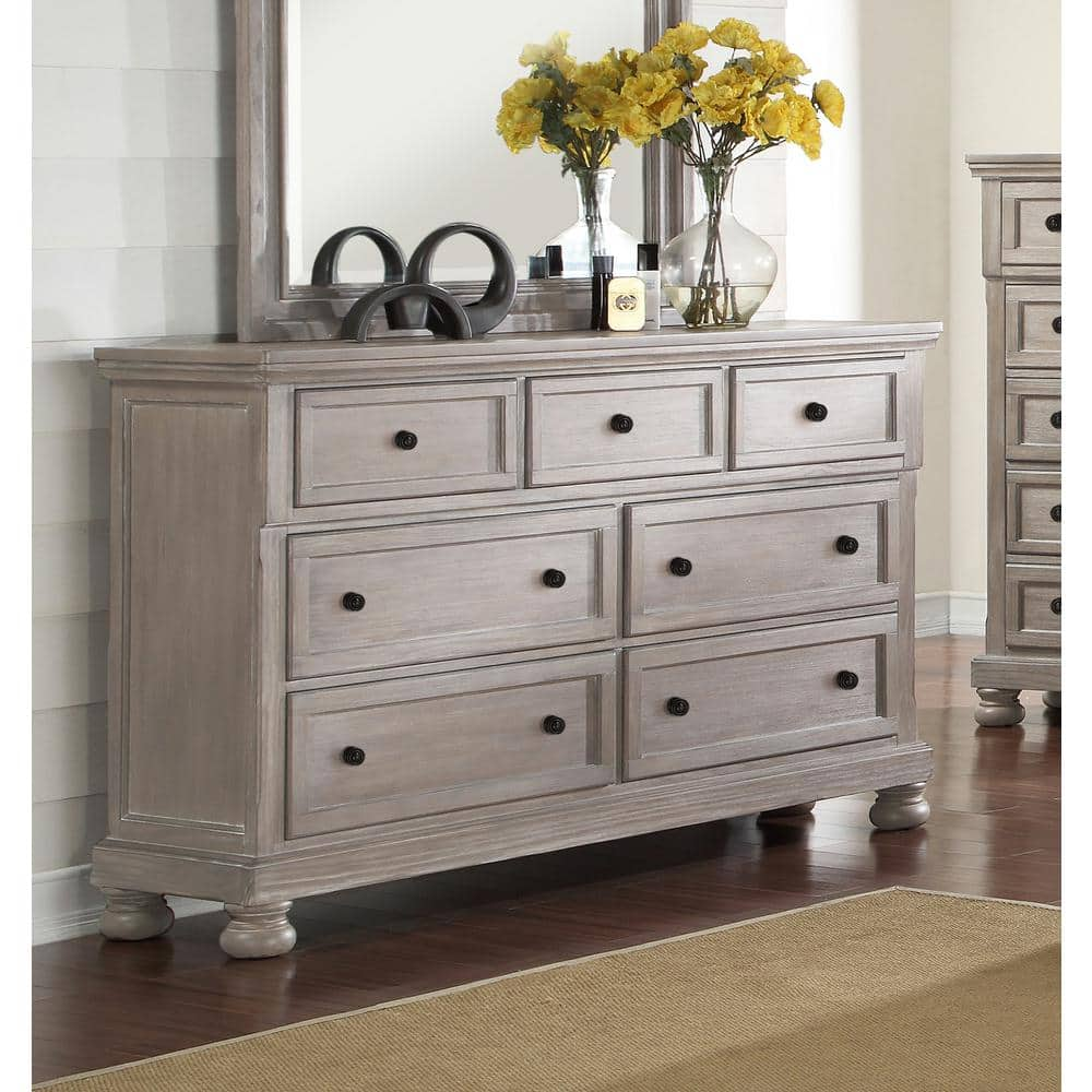 NEW CLASSIC HOME FURNISHINGS Allegra Pewter 7-Drawer 65 In. Dresser ...