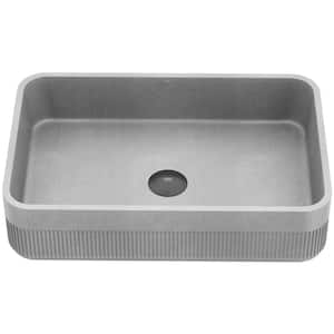 Cypress Modern Gray Concreto Stone 21 in. L x 14 in. W x 5 in. H Rectangular Fluted Bathroom Vessel Sink