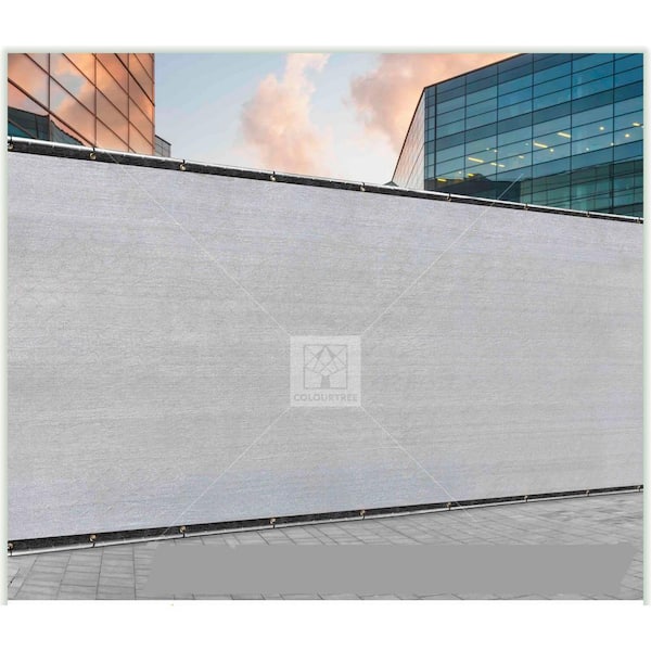 COLOURTREE 8 ft. x 50 ft. Heavy-Duty PLUS Grey Privacy Fence Screen Mesh Fabric with Extra-Reinforced Grommets for Garden Fence