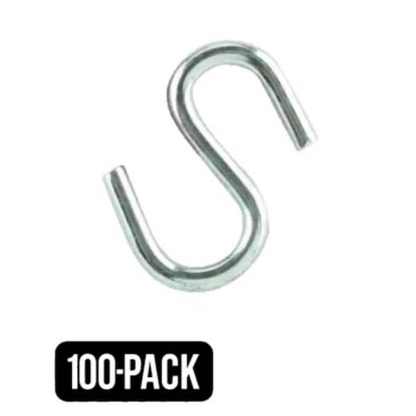 1/8 in. x 1-1/4 in. Zinc-Plated Rope S-Hook (100-Pack)