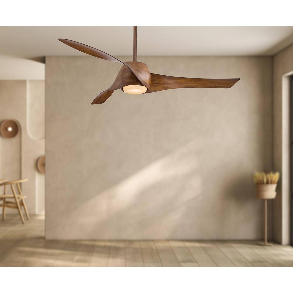 58'' Distressed Koa Smart Ceiling Fan with LED Light and Remote
