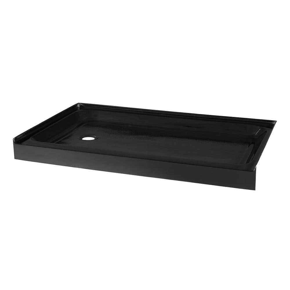Voltaire 60" x 36" Black Acrylic Single-Threshold Shower Base