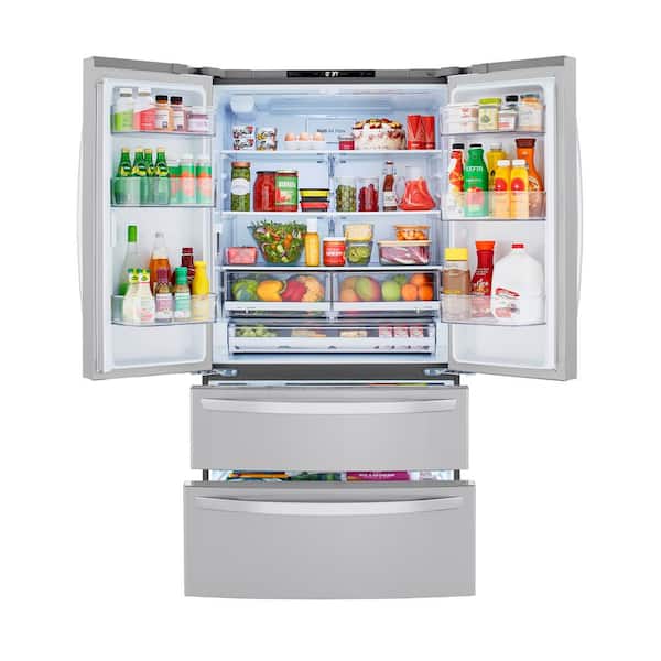 Reviews For Lg Electronics 23 Cu Ft 4 Door French Door Refrigerator With 2 Freezer Drawers In Printproof Stainless Steel Counter Depth Lmwc23626s The Home Depot