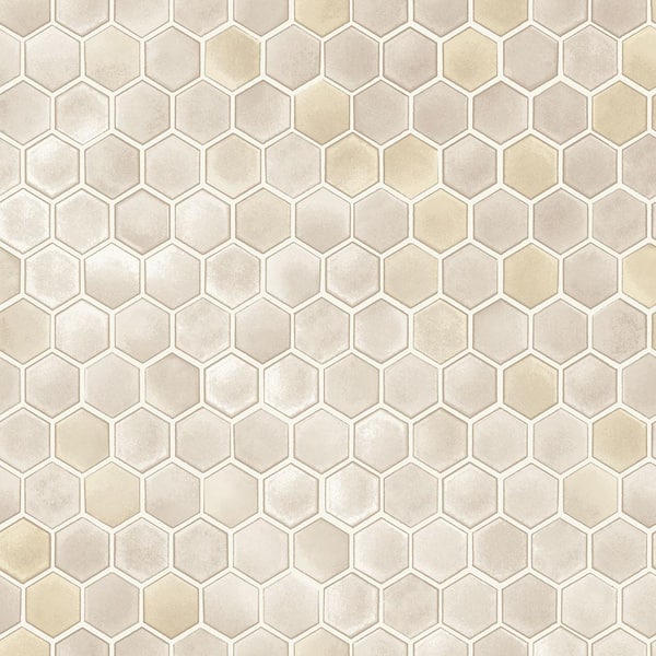 Tempaper Hexagon Tile Champagne Peel and Stick Wallpaper (Covers 56 sq. ft.)