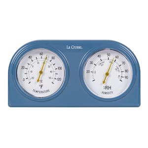 Blue Analog Thermometer and Humidity Gauge